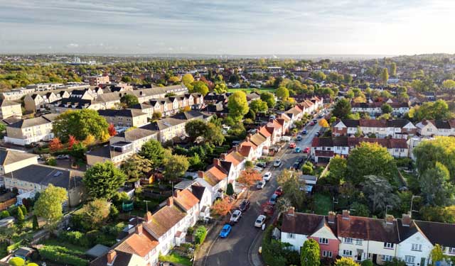 Aerial image of houses 
