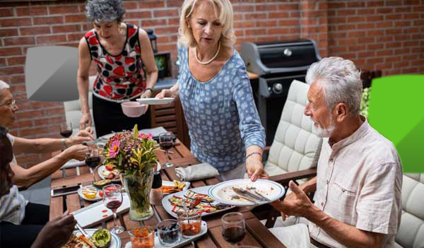 cleaning up after family dinner