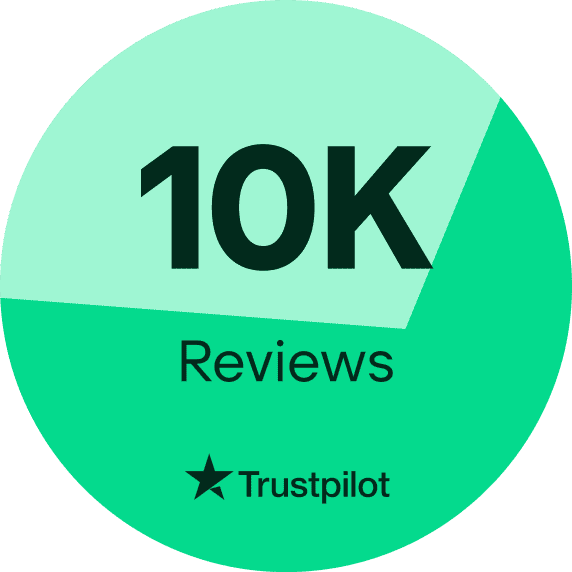 Green circle with text that says 0k reviews trustpilot