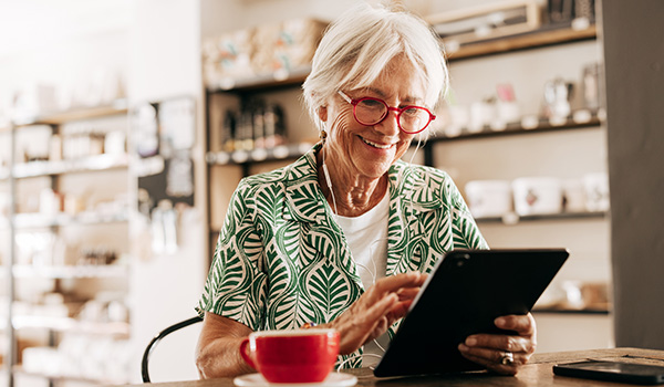 older lady looking at laptop