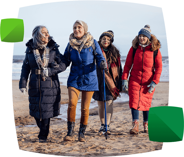 Women walking on the beach