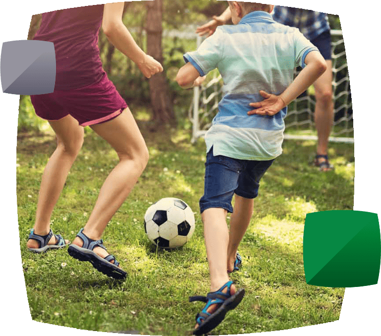 Family playing football